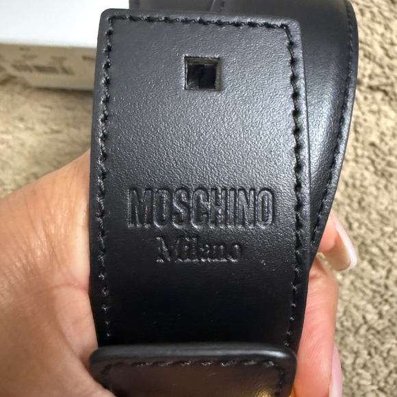 New Moschino Black Belt with Gold Lettering - Picture 3 of 7